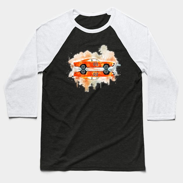 1970 Dodge Charger Splash art Baseball T-Shirt by AaaahEeeekStudio